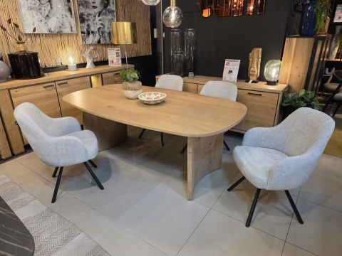 Obrotowy Fotel Eva Habufa – Tkanina Livigno, Rdzeń Sprężynowy, Kolor Kamyk (Pebble) Jasnoszary