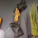 Monumentalna Rzeźba Ścienna Madonna – 100 cm | Czarne Drewno i Złoto