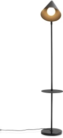 Lampa Podłogowa Daan 176 cm – Czarny Mat, Marmurowa Podstawa, Stolik | COCO maison