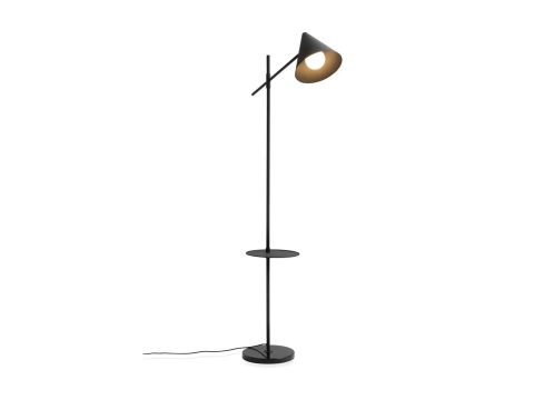 Lampa Podłogowa Daan 176 cm – Czarny Mat, Marmurowa Podstawa, Stolik | COCO maison