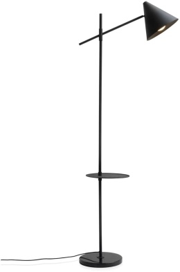 Lampa Podłogowa Daan 176 cm – Czarny Mat, Marmurowa Podstawa, Stolik | COCO maison