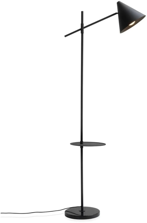 Lampa Podłogowa Daan 176 cm – Czarny Mat, Marmurowa Podstawa, Stolik | COCO maison