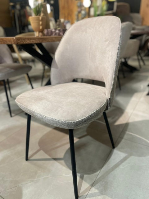 Krzesło do Jadalni XOOON Vays – Tkanina Toba i Mikrofibra Calabria, Kolor Pebble