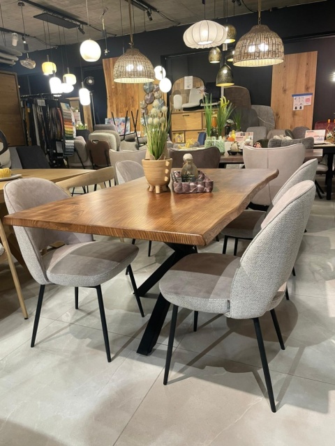 Krzesło do Jadalni XOOON Vays – Tkanina Toba i Mikrofibra Calabria, Kolor Pebble