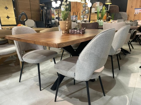 Krzesło do Jadalni XOOON Vays – Tkanina Toba i Mikrofibra Calabria, Kolor Pebble