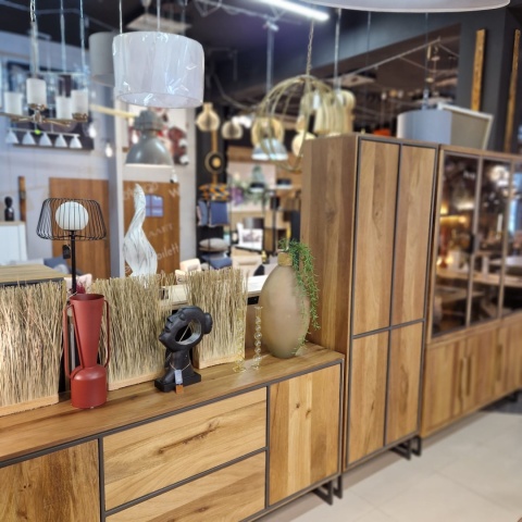 [R] Wąska Witryna Trapani Henders & Hazel – Smoked Mango, Loftowy Design (210 cm)