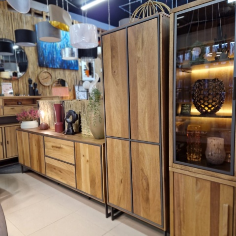 [R] Wąska Witryna Trapani Henders & Hazel – Smoked Mango, Loftowy Design (210 cm)