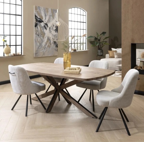 Obrotowy Fotel Jadalniany Habufa Eva – Tkanina Livigno Cream