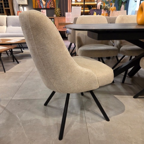 Obrotowy Fotel Jadalniany Habufa Eva – Tkanina Livigno Cream