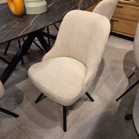 Obrotowy Fotel Jadalniany Habufa Eva – Tkanina Livigno Cream