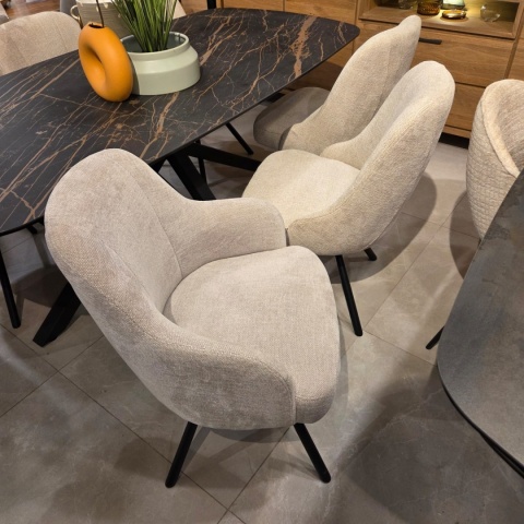Obrotowy Fotel Jadalniany Habufa Eva – Tkanina Livigno Cream