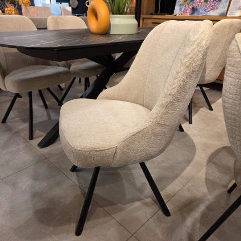 Obrotowy Fotel Jadalniany Habufa Eva – Tkanina Livigno Cream