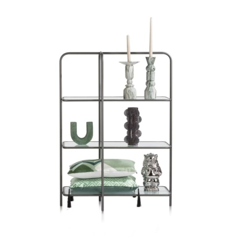 Stylowy Regał COCO maison Louis – Szkło Ondulowane i Metal, 110 cm