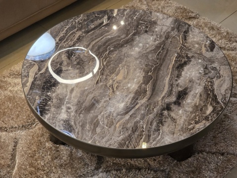 Stolik Kawowy Margo 89 cm – Antracytowy Metal i Szklany Blat | Henders & Hazel