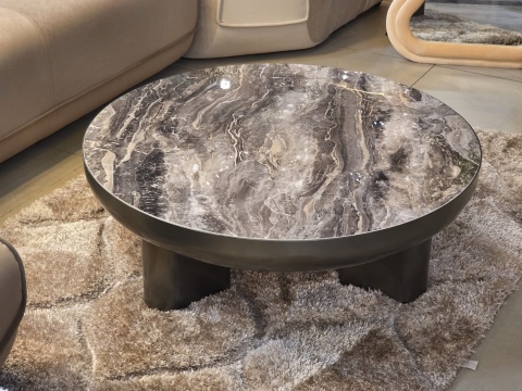 Stolik Kawowy Margo 89 cm – Antracytowy Metal i Szklany Blat | Henders & Hazel