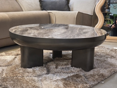 Stolik Kawowy Margo 89 cm – Antracytowy Metal i Szklany Blat | Henders & Hazel