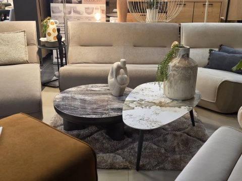 Stolik Kawowy Margo 89 cm – Antracytowy Metal i Szklany Blat | Henders & Hazel