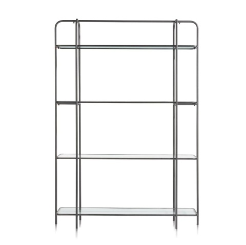 Wielofunkcyjny Regał COCO maison Louis – Antracyt i Szkło Falowane, 170 cm