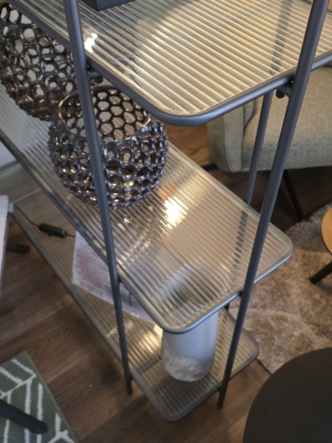 Wielofunkcyjny Regał COCO maison Louis – Antracyt i Szkło Falowane, 170 cm