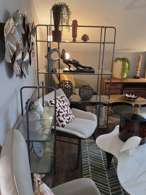 Wielofunkcyjny Regał COCO maison Louis – Antracyt i Szkło Falowane, 170 cm