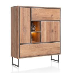 [R] Wysoka komoda Trapani 120 cm – Wędzony Fornir Mango, LED | Industrial