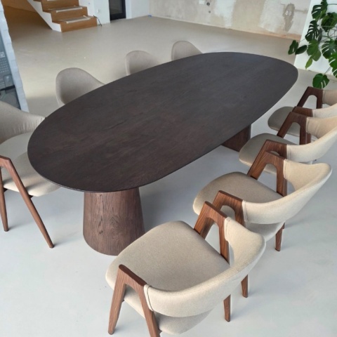 [na zamówienie] Stół do jadalni TRENTON 210x105 cm, fornir dębowy, kolor Clay, organiczny kształt