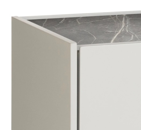 [M, defekt] Szafka RTV NOON Xooon MDF Lakierowany Silk Grey 210 cm Opcjonalny Blat Primo Laminato Marmur