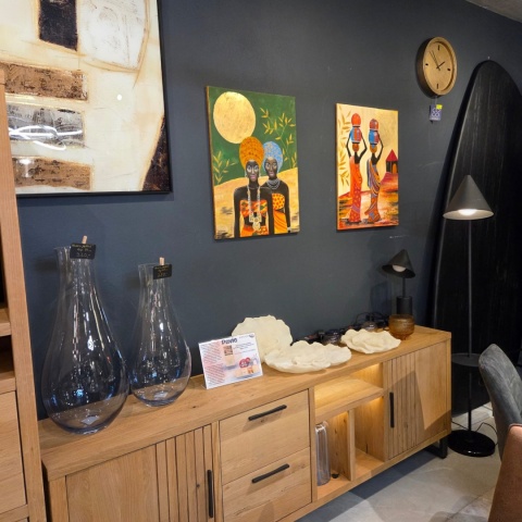 Obraz Ręcznie Malowany "Afrykańska Noc – Złoty Blask Sawanny" [75x55 cm]