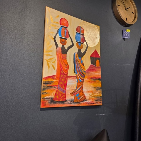 Obraz Ręcznie Malowany "Afrykański Blask – Droga pod Złotym Słońcem" [55x75 cm]