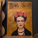 Obraz Ręcznie Malowany "Frida – Złota Pasja" – Akryl na Sklejce [55x75 cm]