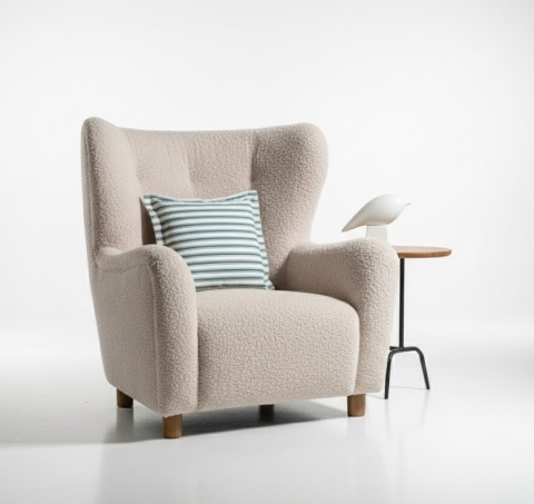 Fotel Uszak SCANDI TEDDY – Cream White / Off-White