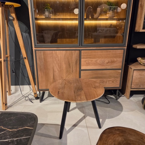 Stolik Kawowy TRAPANI – Drewno Mango Smoked – Ø 55 cm