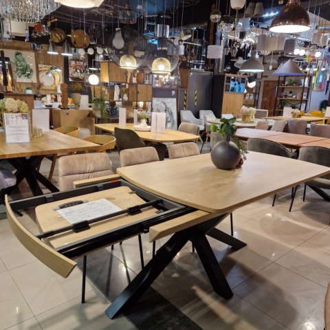 [M/R, od ręki] Stół Rozkładany NYON 170-230 cm – Natural Sand / Metalowy Pająk