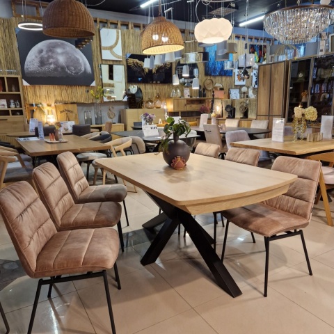 [M/R, od ręki] Stół Rozkładany NYON 170-230 cm – Natural Sand / Metalowy Pająk