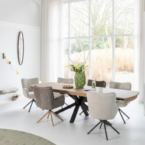 [M/R, od ręki] Stół Rozkładany NYON 170-230 cm – Natural Sand / Metalowy Pająk