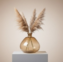 Szklany Wazon JAVI 33,5 cm – Bursztynowy / COCO maison