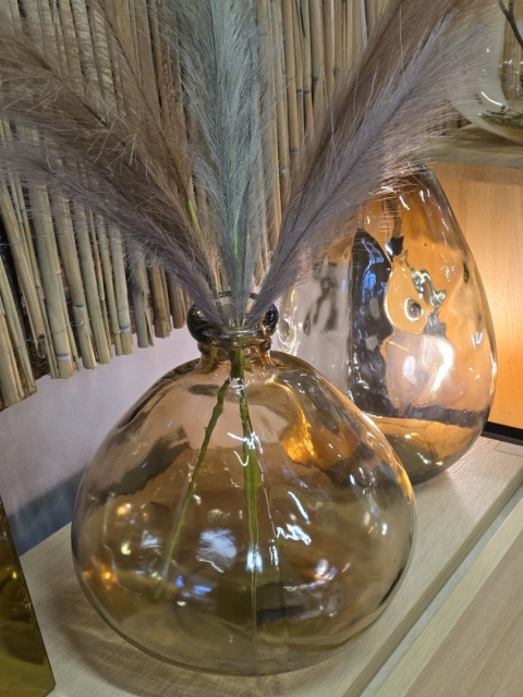 Szklany Wazon JAVI 33,5 cm – Bursztynowy / COCO maison