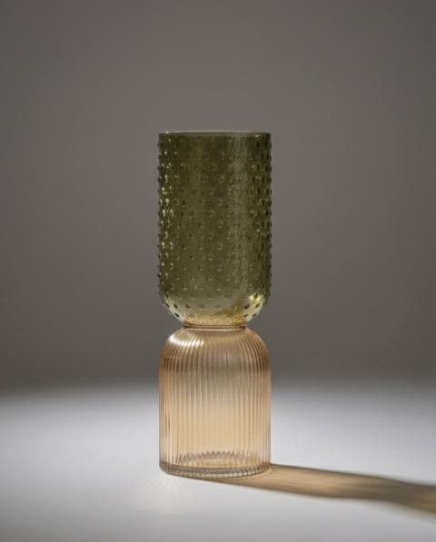 Wazon Szklany IMANI 38 cm – Miodowy/Oliwkowy | COCO maison