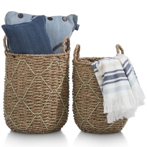 Zestaw 2 koszy RIO - COCO maison - Pleciony Design z Miętowym Detalem