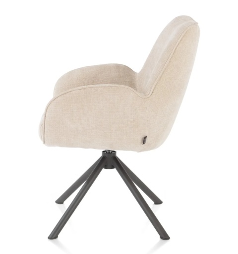 [na zamówienie] Fotel Obrotowy RILEY – Sprężyny Kieszeniowe – Tkanina Chenille – Kolor Crème