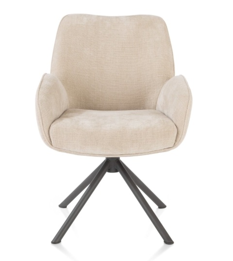 [na zamówienie] Fotel Obrotowy RILEY – Sprężyny Kieszeniowe – Tkanina Chenille – Kolor Crème