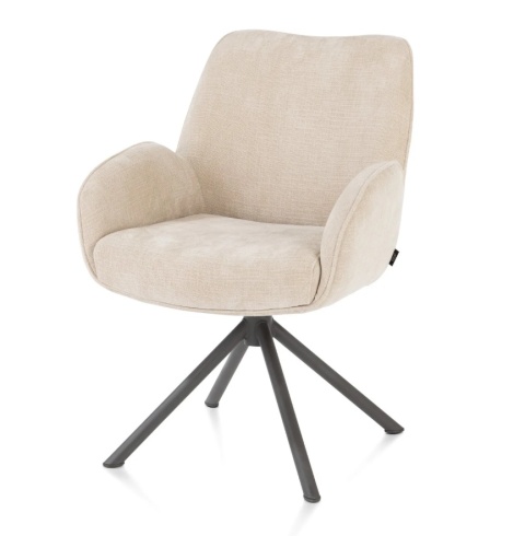 [na zamówienie] Fotel Obrotowy RILEY – Sprężyny Kieszeniowe – Tkanina Chenille – Kolor Crème