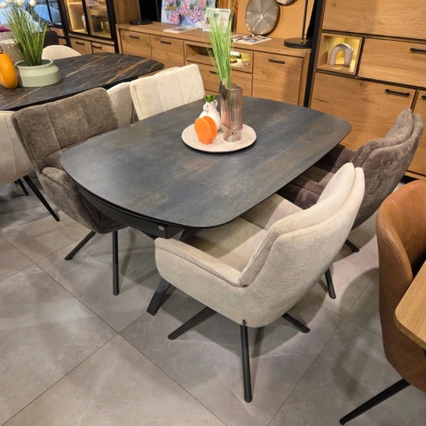 [od ręki] Fotel obrotowy JUNA z funkcją relax, tkanina Livigno chenille brązowy,