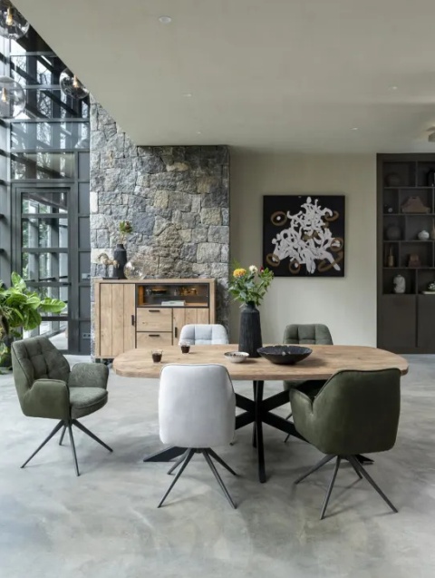 [na zamówienie] Krzesło jadalniane Bell – Antracytowa Mikrofibra CALABRIA / Obrotowe