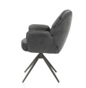 [na zamówienie] Krzesło jadalniane z podłokietnikami Bell – Antracytowa Mikrofibra CALABRIA / Obrotowe