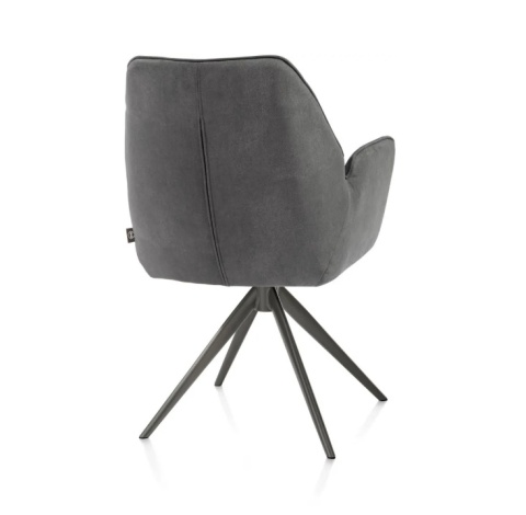 [na zamówienie] Krzesło jadalniane z podłokietnikami Bell – Antracytowa Mikrofibra CALABRIA / Obrotowe