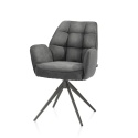 [na zamówienie] Krzesło jadalniane z podłokietnikami Bell – Antracytowa Mikrofibra CALABRIA / Obrotowe