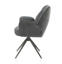 [na zamówienie] Krzesło jadalniane z podłokietnikami Bell – Antracyt / Miks Tkanin CALABRIA- VADA / Obrotowe