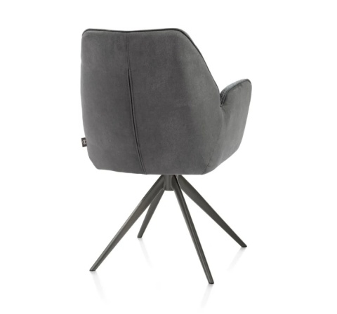 [na zamówienie] Krzesło jadalniane z podłokietnikami Bell – Antracyt / Miks Tkanin CALABRIA- VADA / Obrotowe