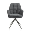 [na zamówienie] Krzesło jadalniane z podłokietnikami Bell – Antracyt / Miks Tkanin CALABRIA- VADA / Obrotowe